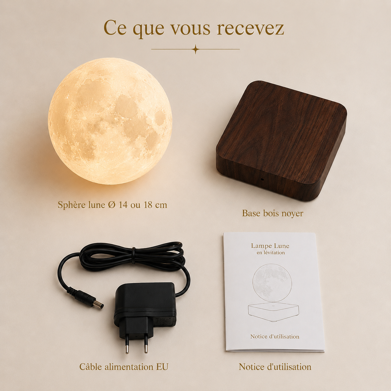 LUNA - Lampe Lune en lévitation