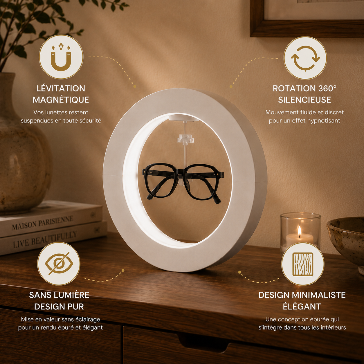 VISIO Vos lunettes méritent un piédestal. Un piédestal qui flotte.